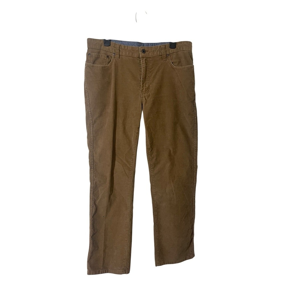 LL Bean Pants Mens 35X30 Brown Corduroy Flat Front Standard Fit Straight Leg